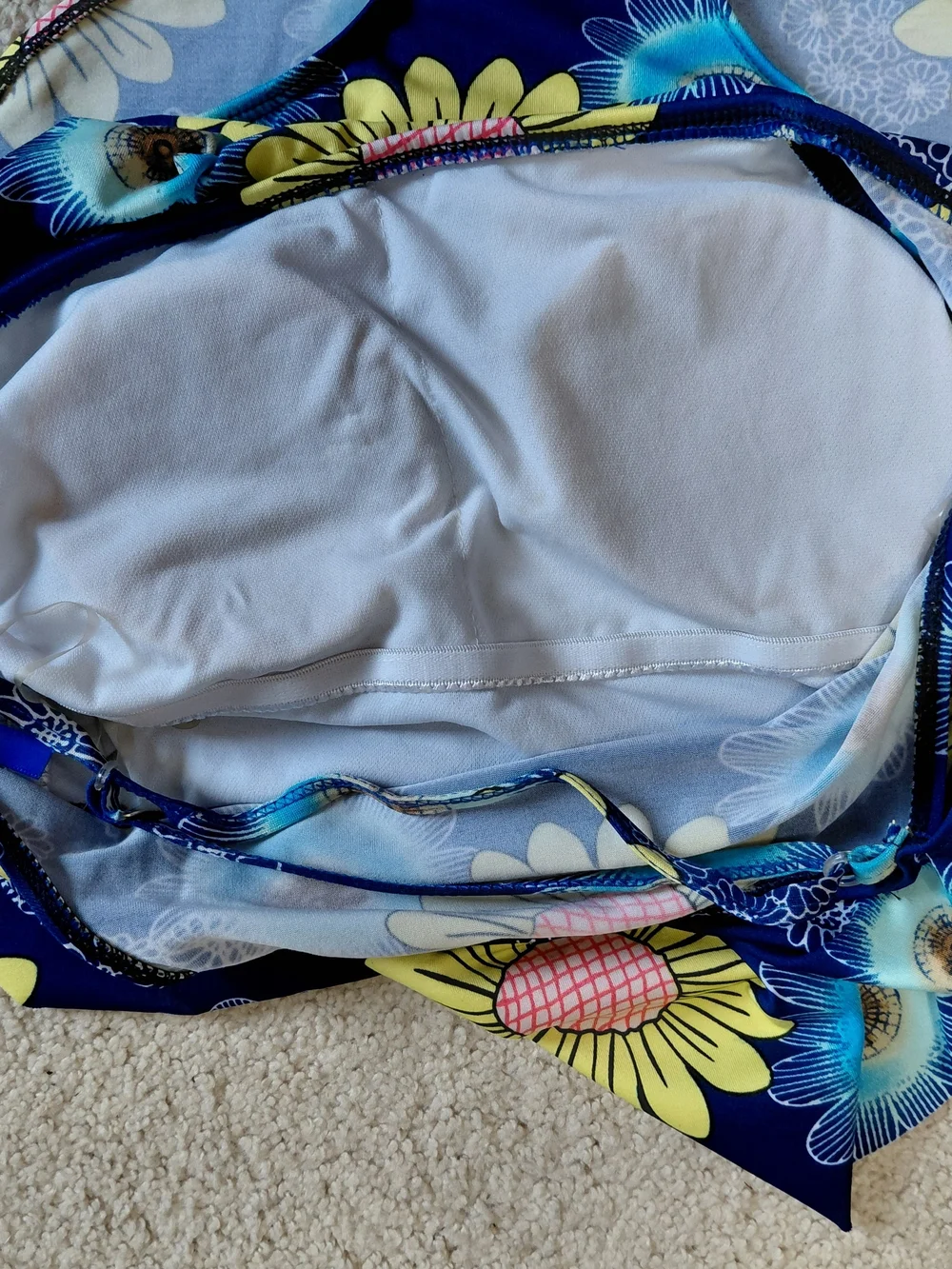 Girls Navy Floral One-Shoulder Swimsuit - Kids Swim